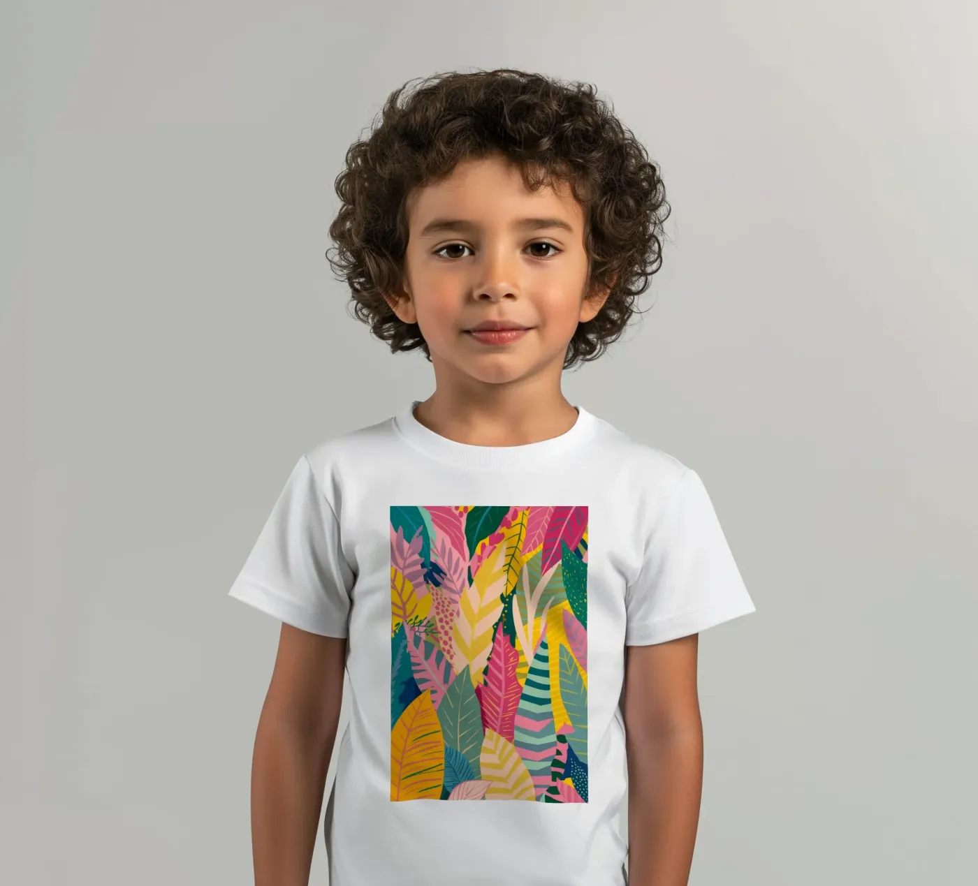 Vibrant Leaf Pattern Kinder T-Shirt von Silk Palette
