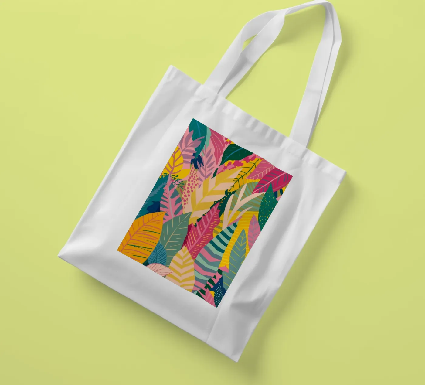 Vibrant Leaf Pattern tote bag by Silk Palette