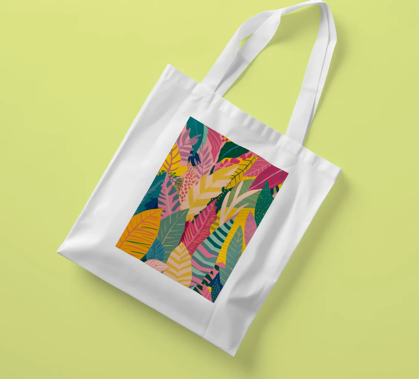 Vibrant Leaf Pattern tote bag by Silk Palette