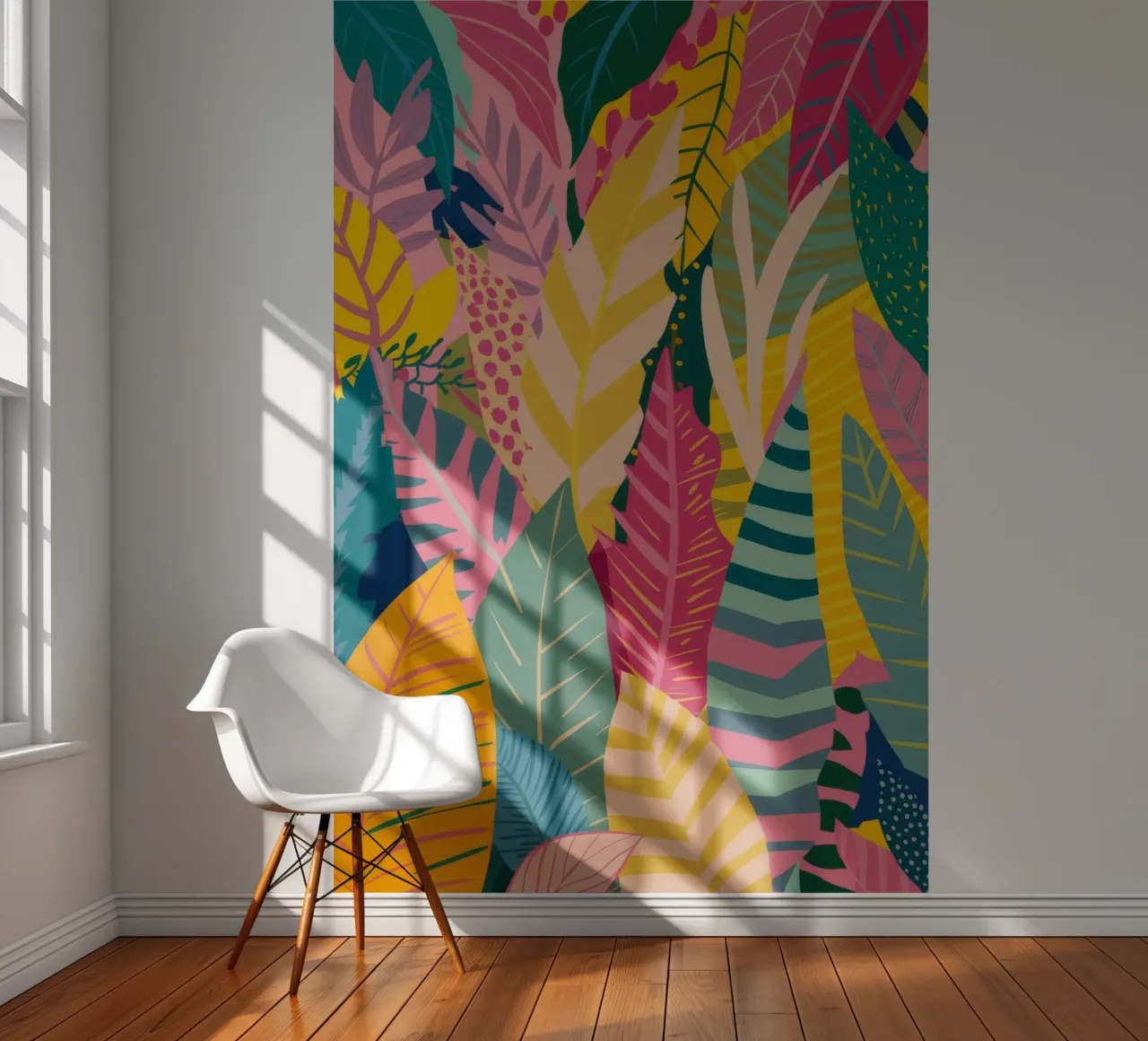 Levendig bladpatroon fotobehang van Silk Palette