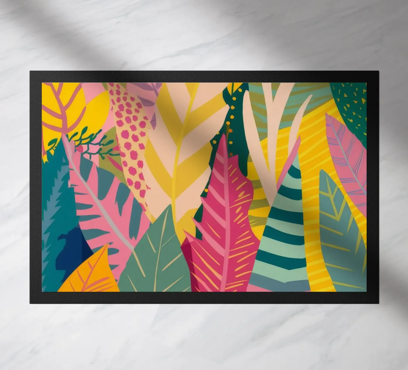Vibrant Leaf Pattern Fußmatte von Silk Palette