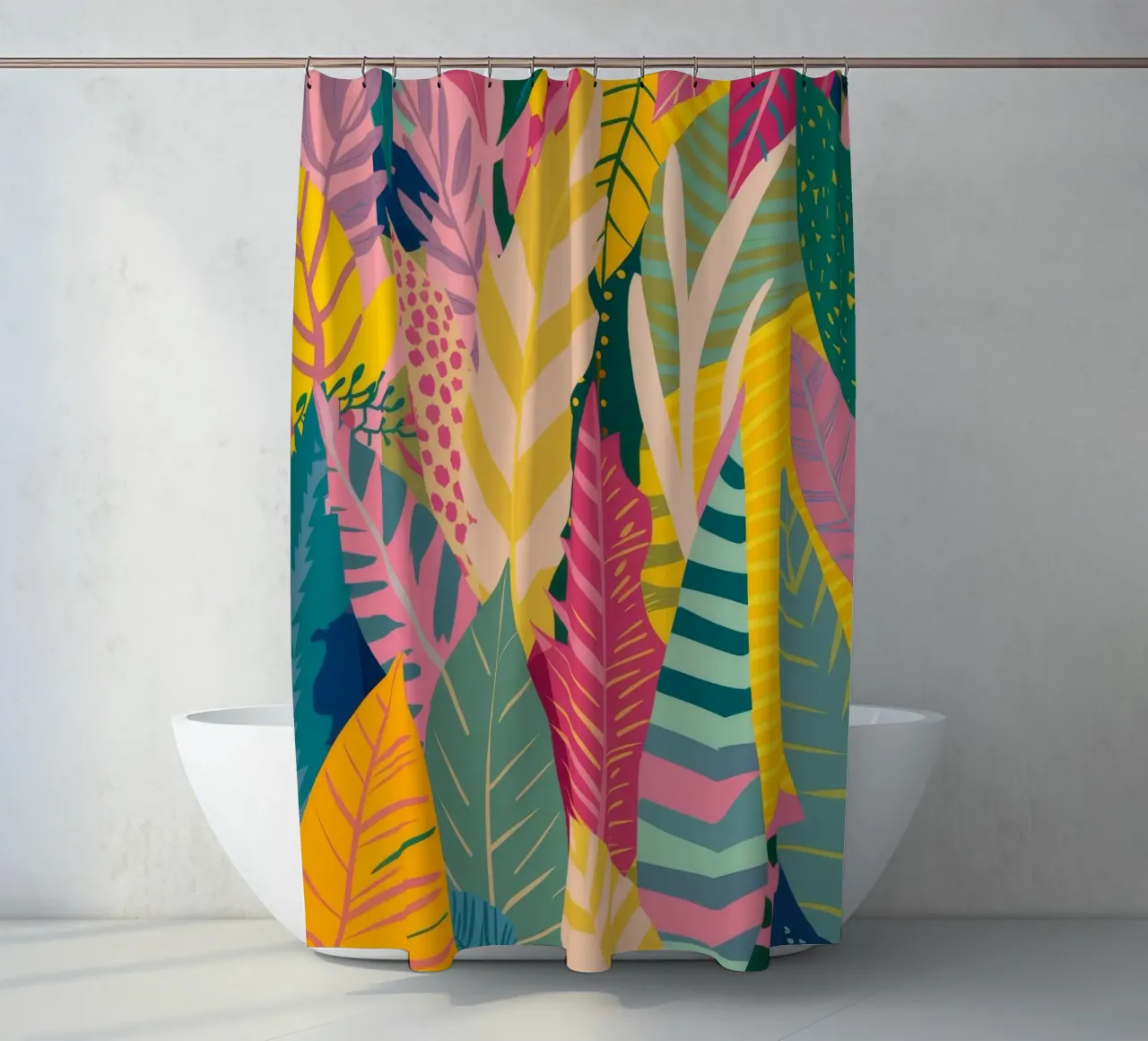 Vibrant Leaf Pattern Duschvorhang von Silk Palette