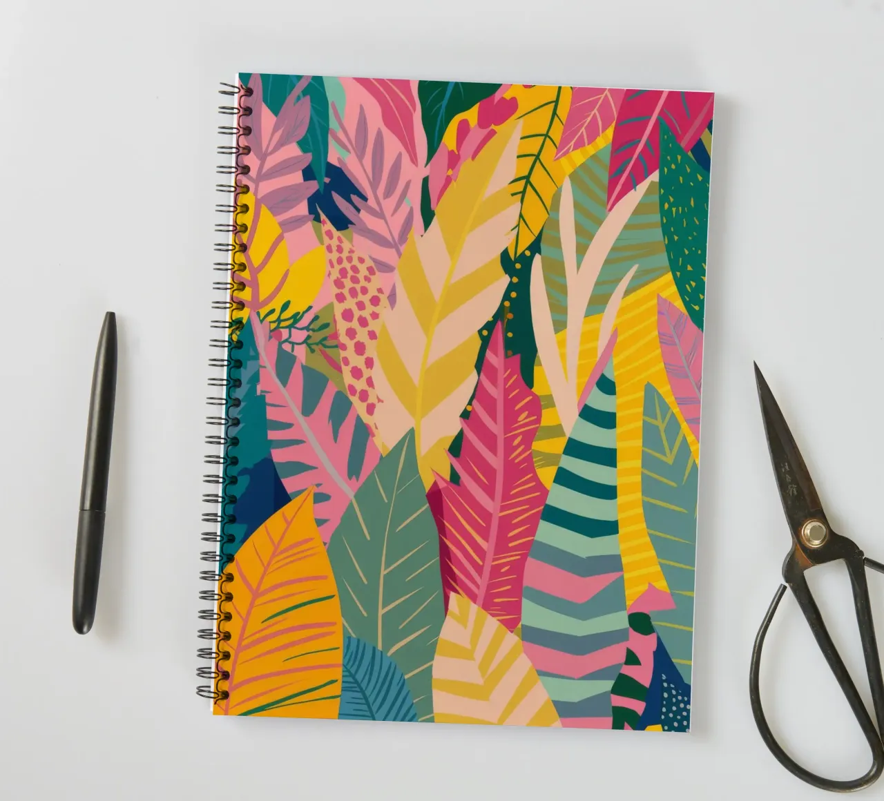 Vibrant Leaf Pattern spiral notebook by Silk Palette