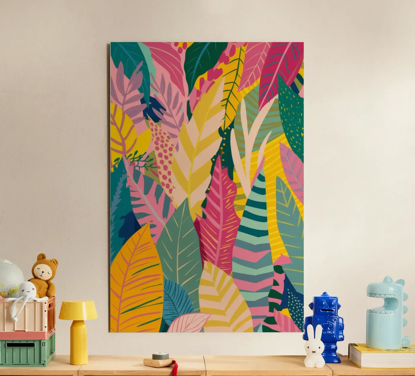 Motif de feuilles vibrant panneau forex de Silk Palette