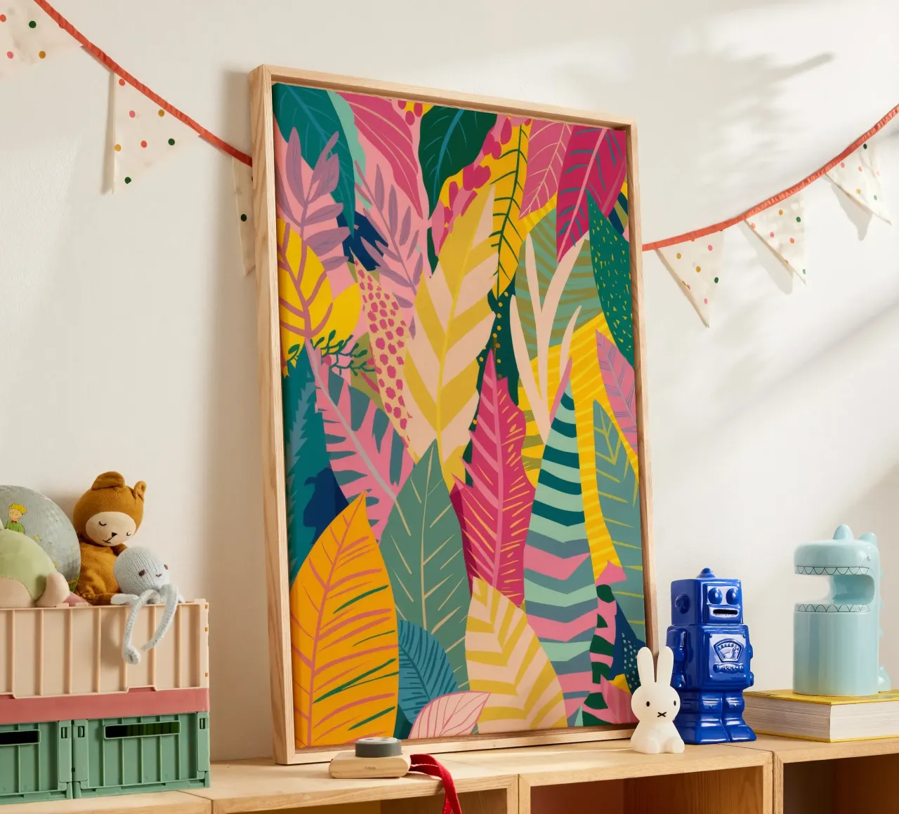 Lebendiges Blatt-Muster Leinwand von Silk Palette