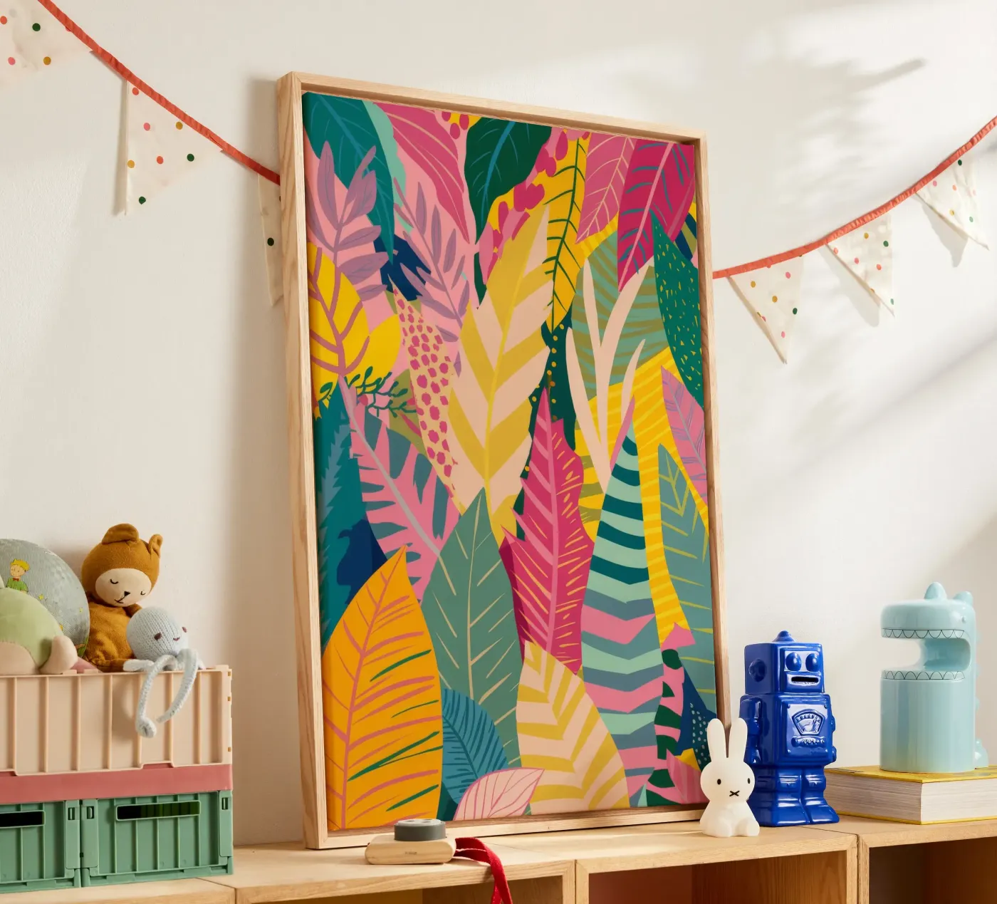 Vibrant Leaf Pattern canvas by Silk Palette