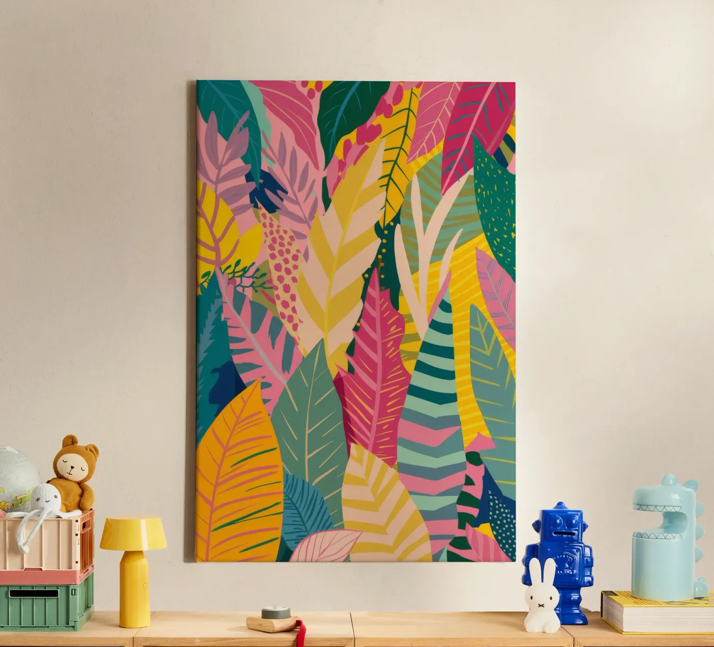 Vibrant Leaf Pattern canvas by Silk Palette