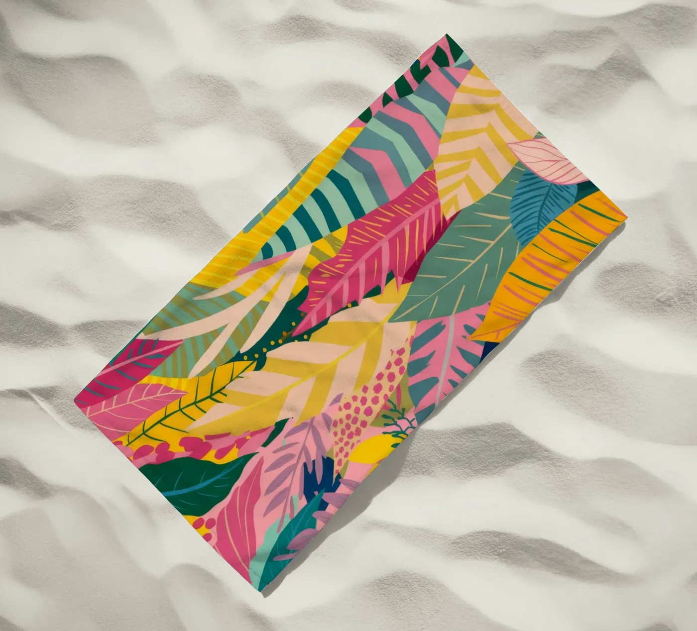 Motivo a foglie vivaci telo mare da Silk Palette