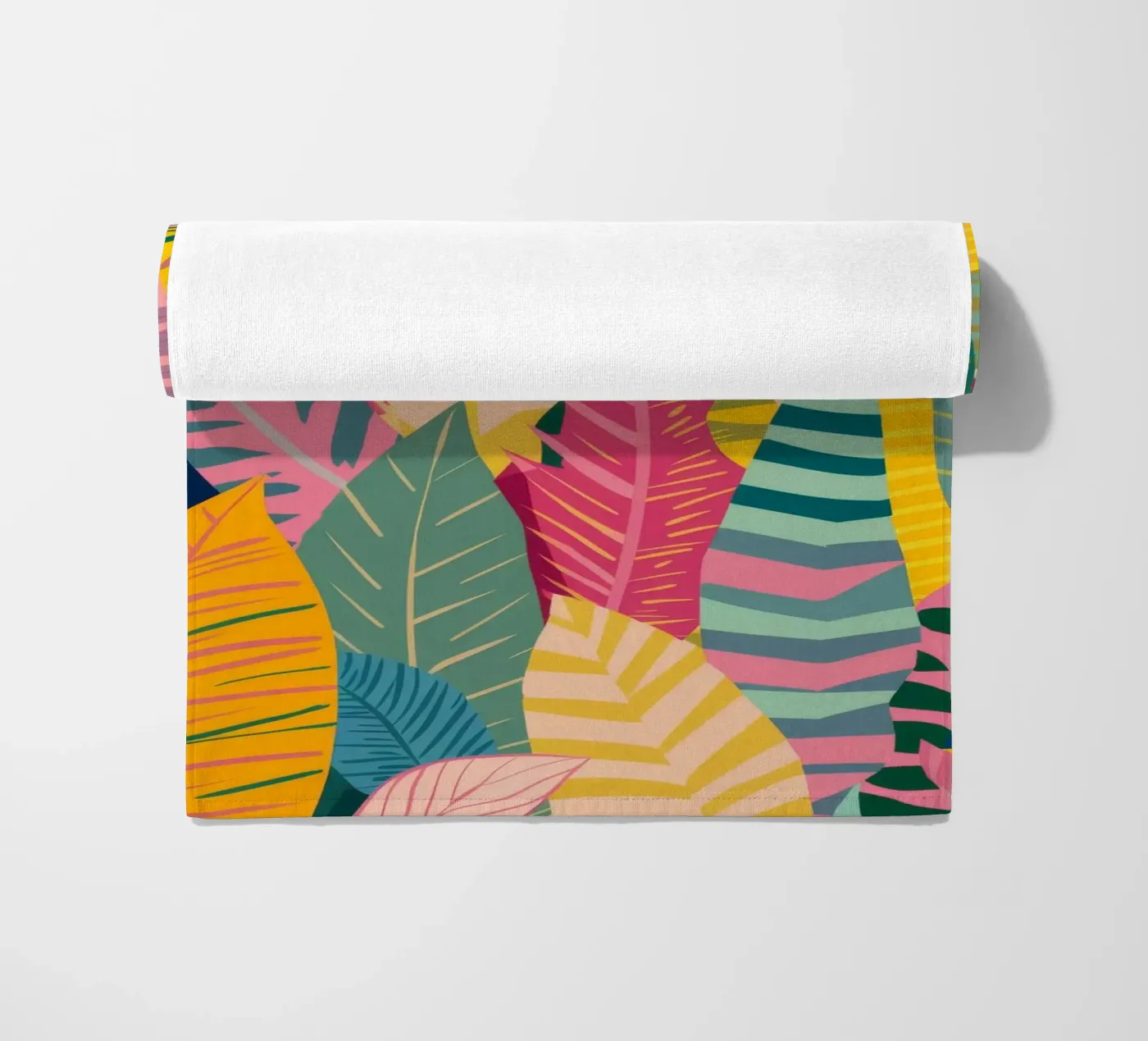 Vibrant Leaf Pattern beach towel by Silk Palette
