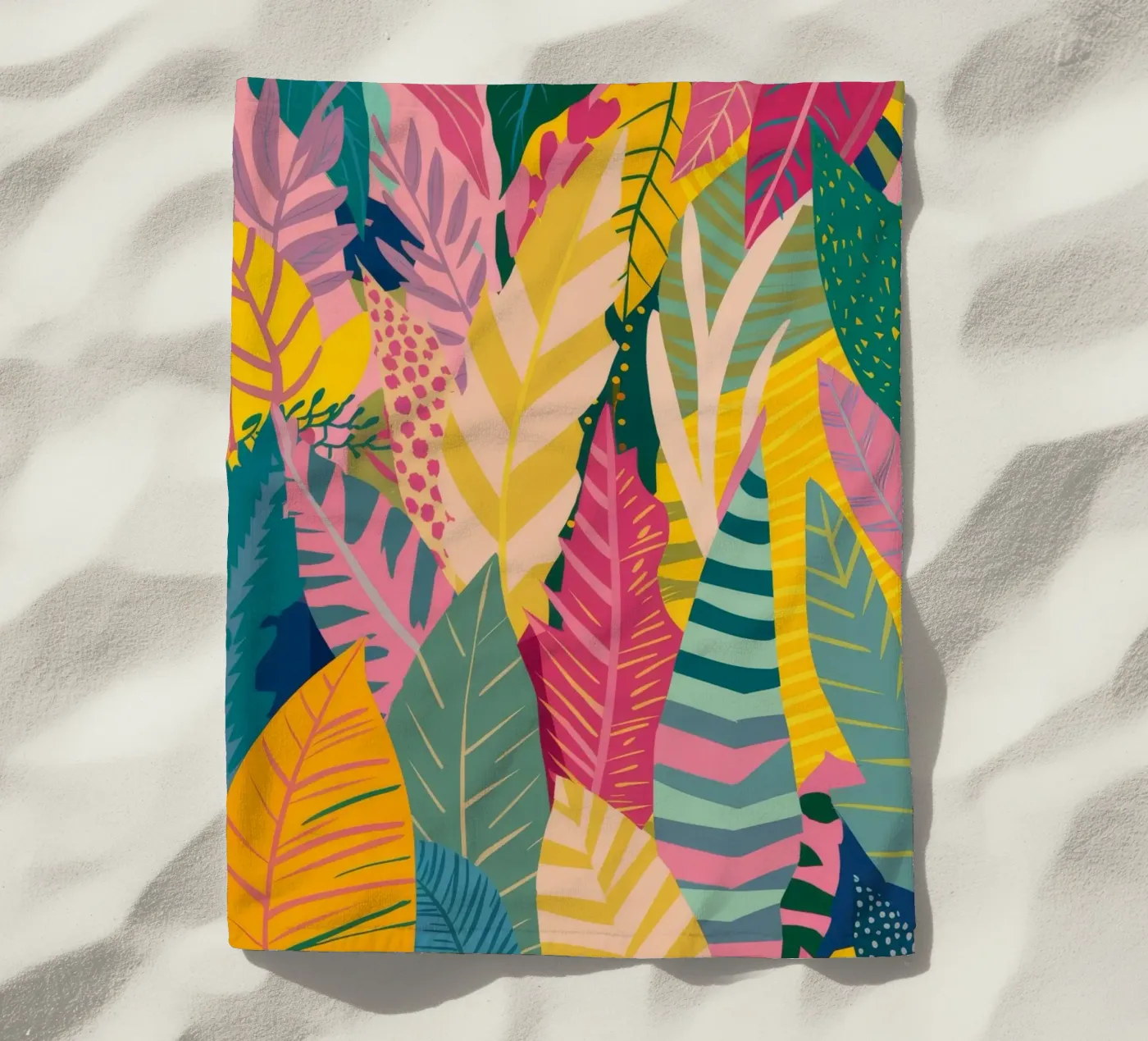 Vibrant Leaf Pattern beach towel by Silk Palette