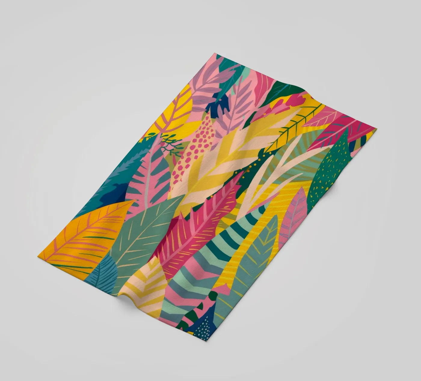 Vibrant Leaf Pattern beach towel by Silk Palette