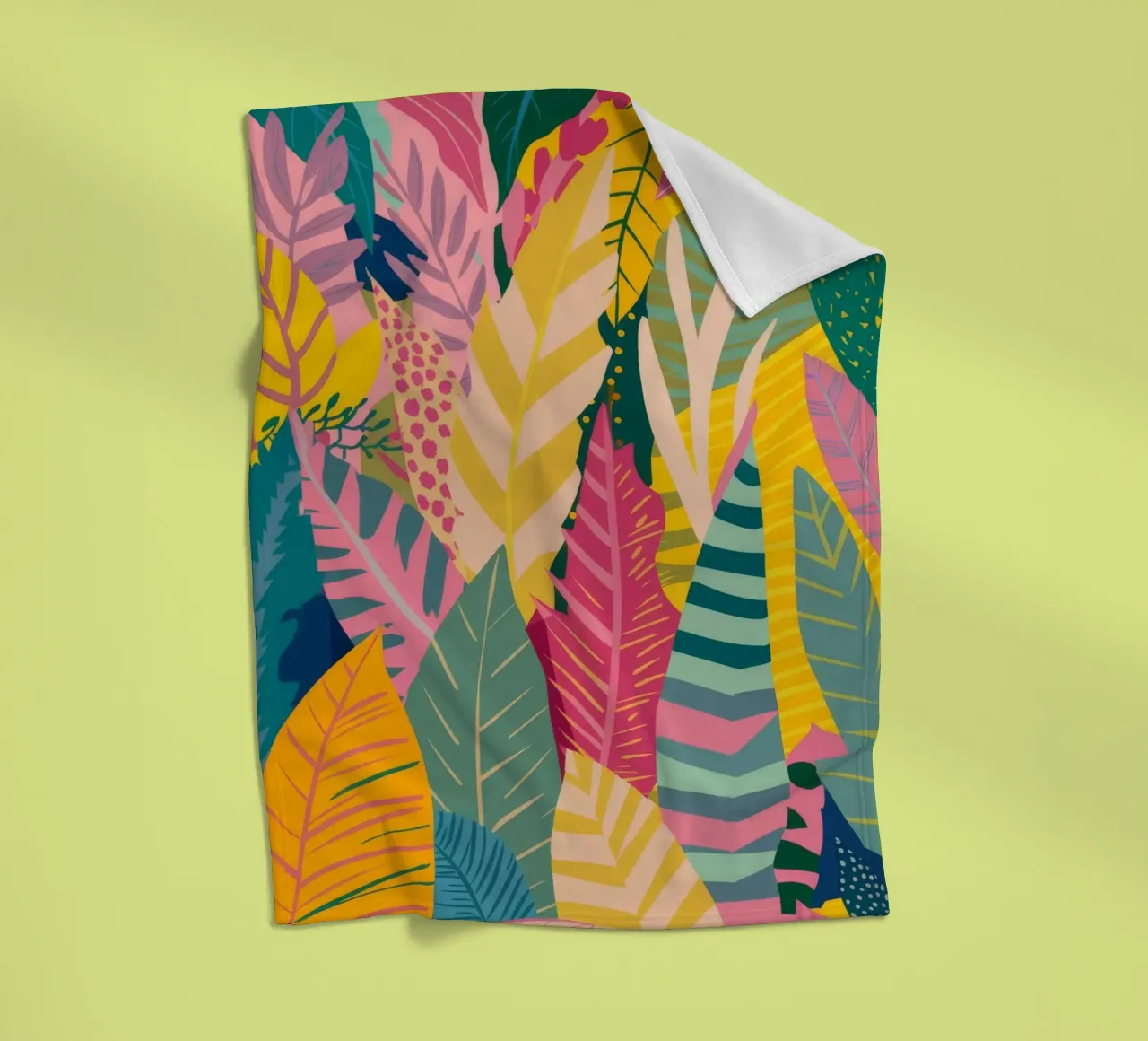 Vibrant Leaf Pattern fleece blanket by Silk Palette