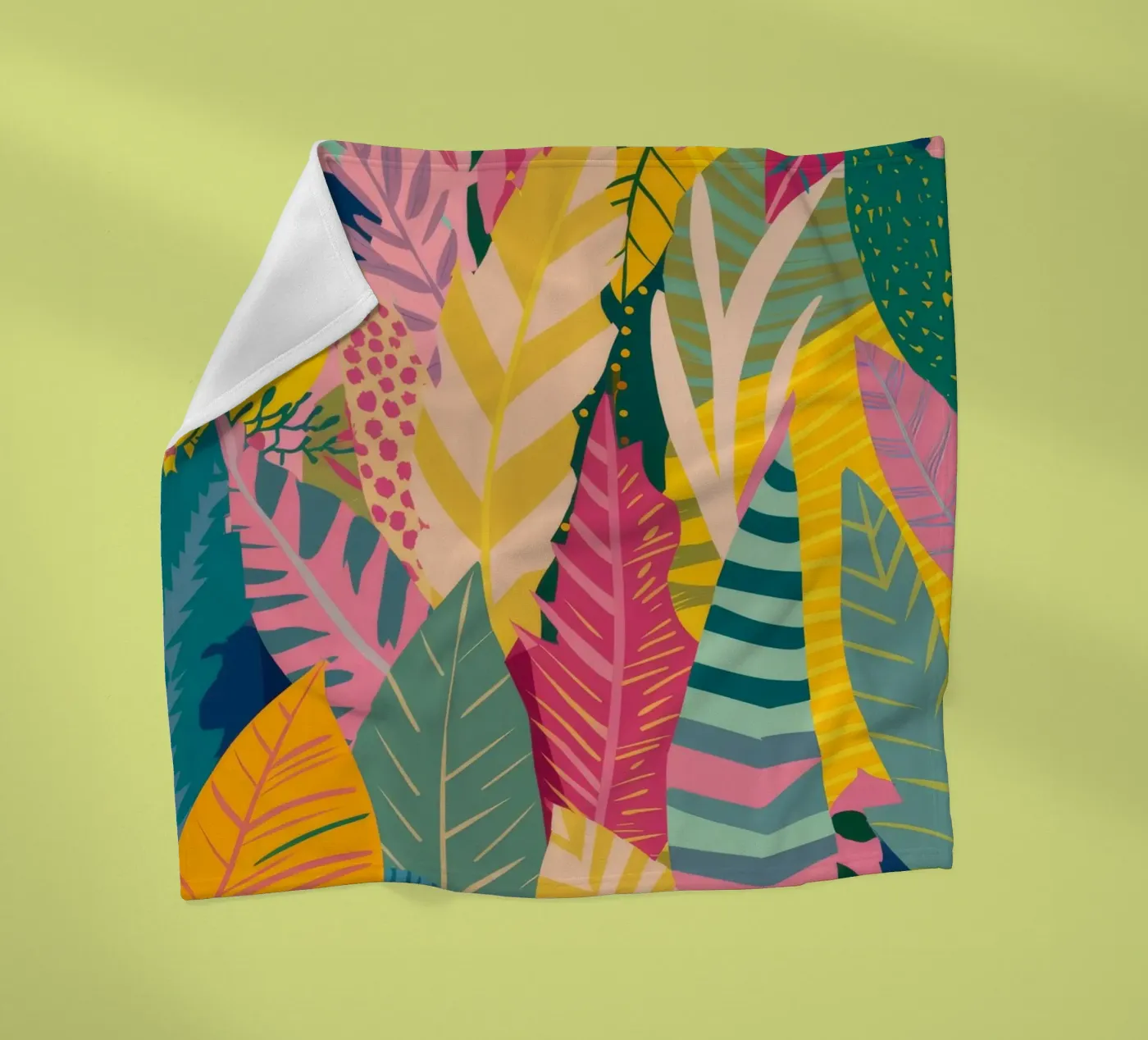 Vibrant Leaf Pattern fleece blanket by Silk Palette