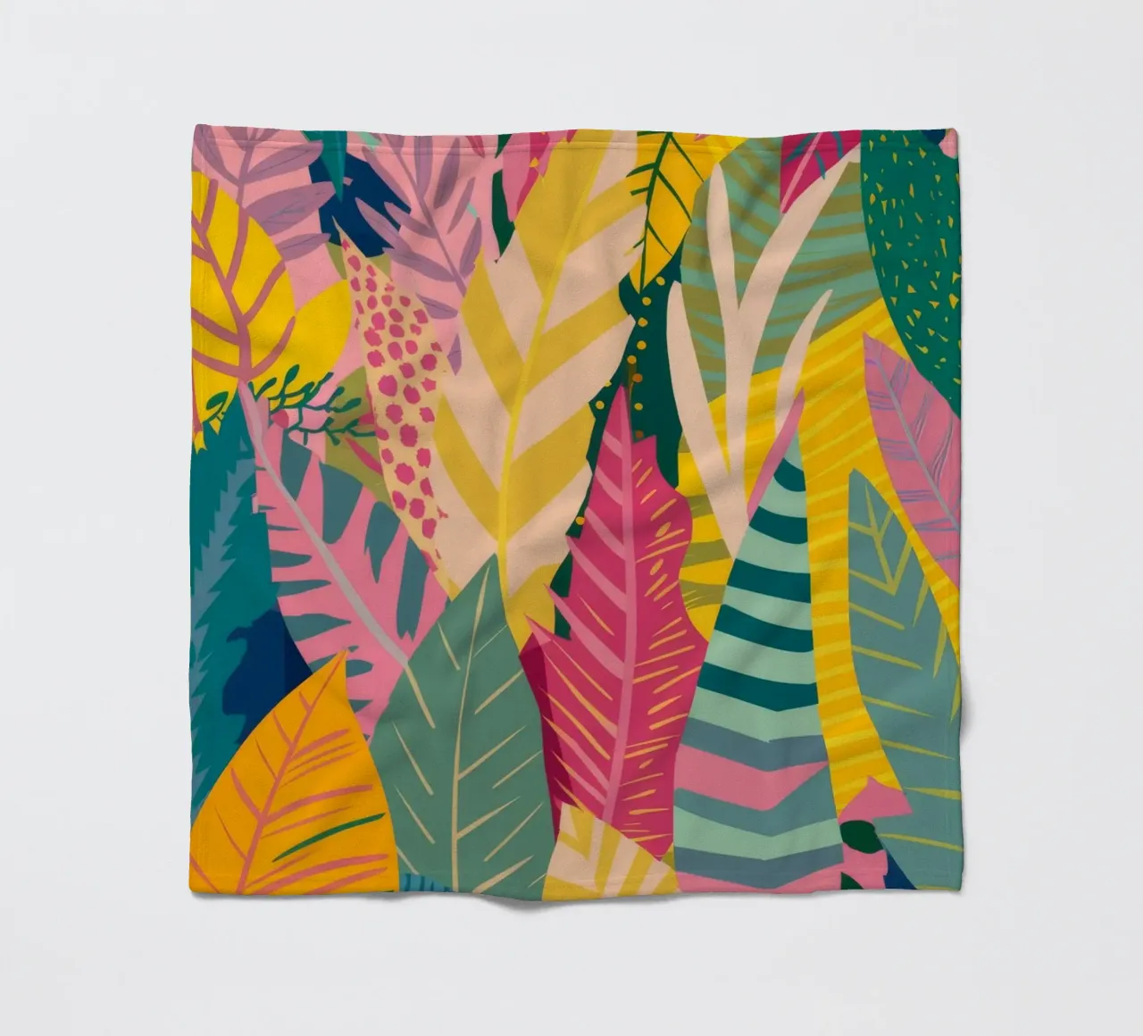 Vibrant Leaf Pattern fleece blanket by Silk Palette