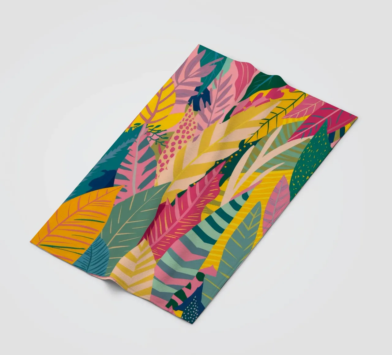 Vibrant Leaf Pattern fleece blanket by Silk Palette