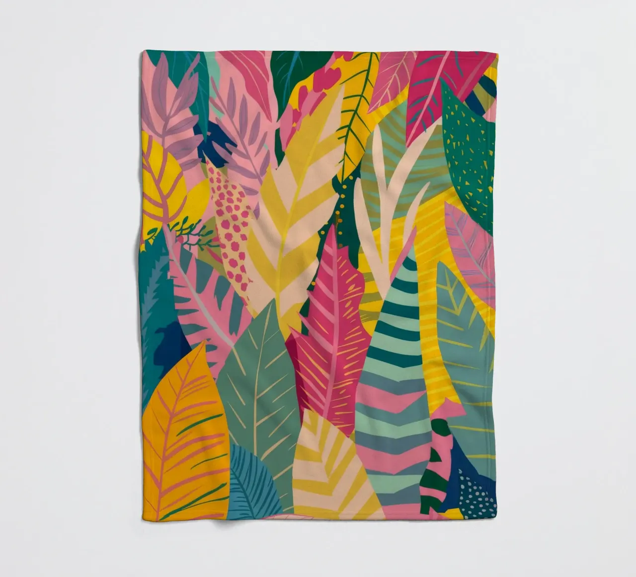Vibrant Leaf Pattern fleece blanket by Silk Palette