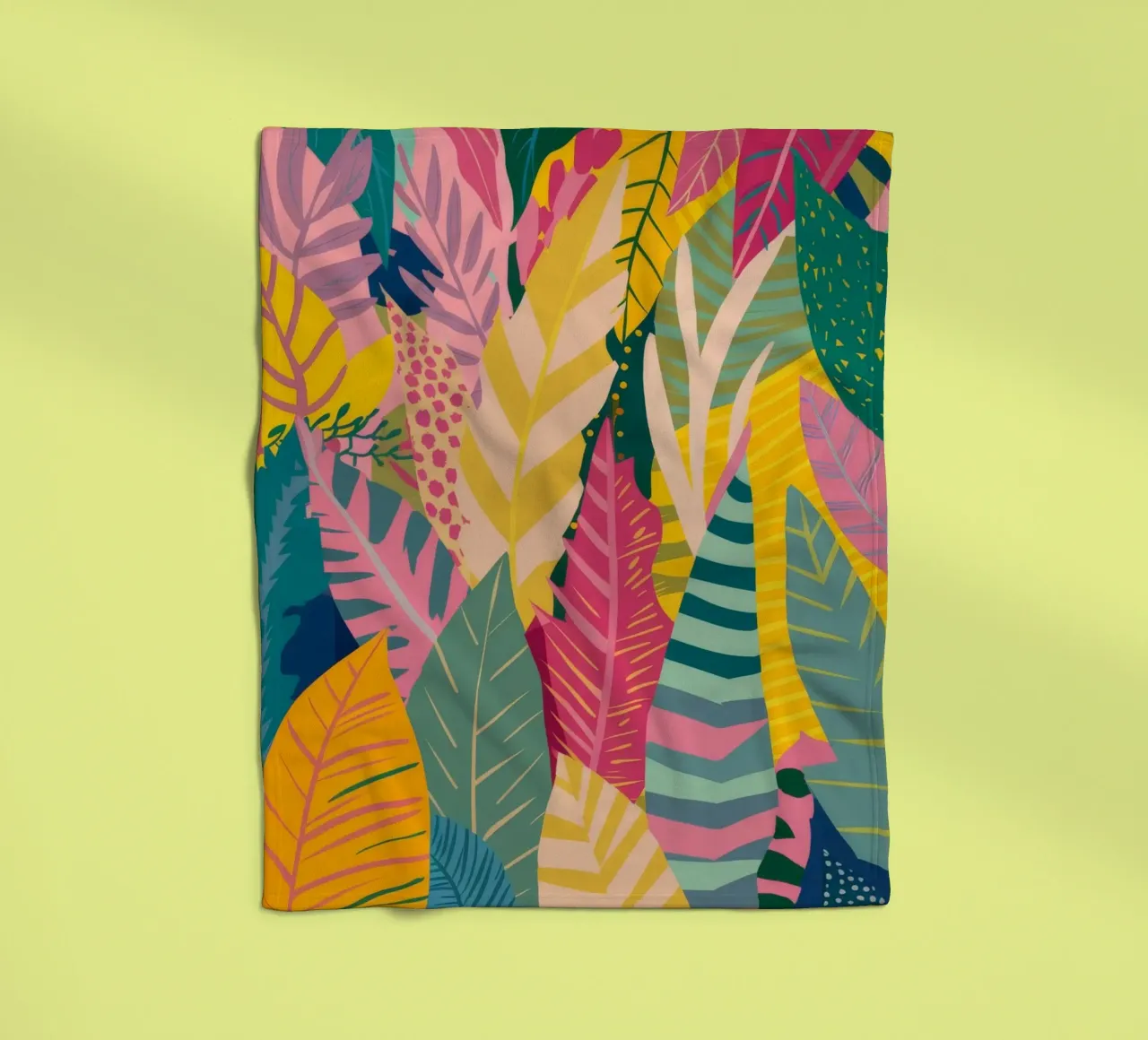 Vibrant Leaf Pattern fleece blanket by Silk Palette
