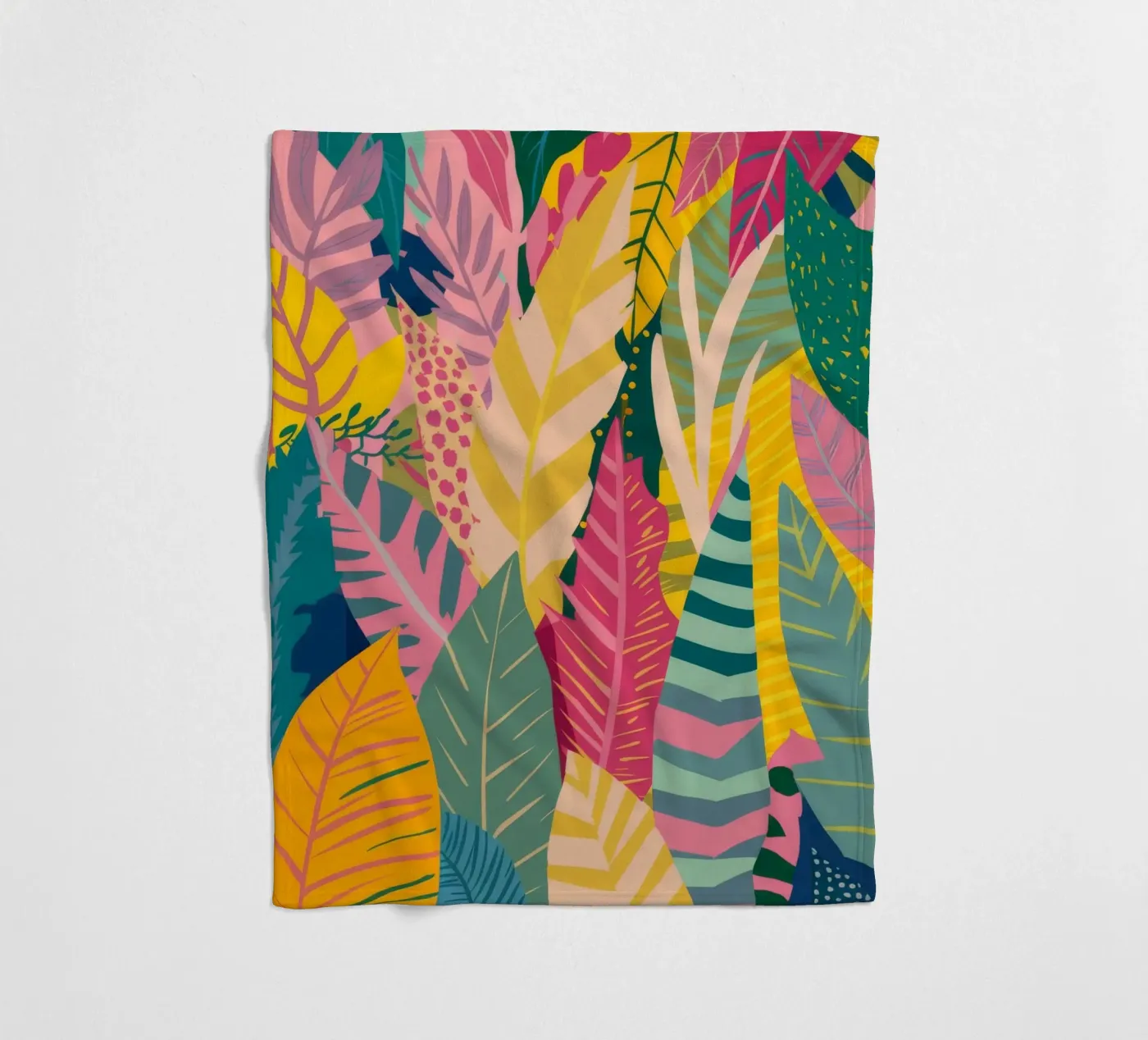 Vibrant Leaf Pattern fleece blanket by Silk Palette