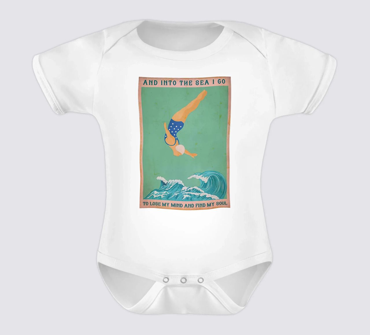 Ich gehe ins Meer, um meinen Verstand zu verlieren und meine Seele zu finden Kurzarm Babybody von Christopher shop