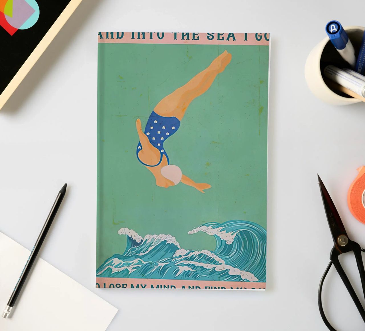 Into The Sea I Go To Lose My MInd And Find My Soul notebook by Christopher shop