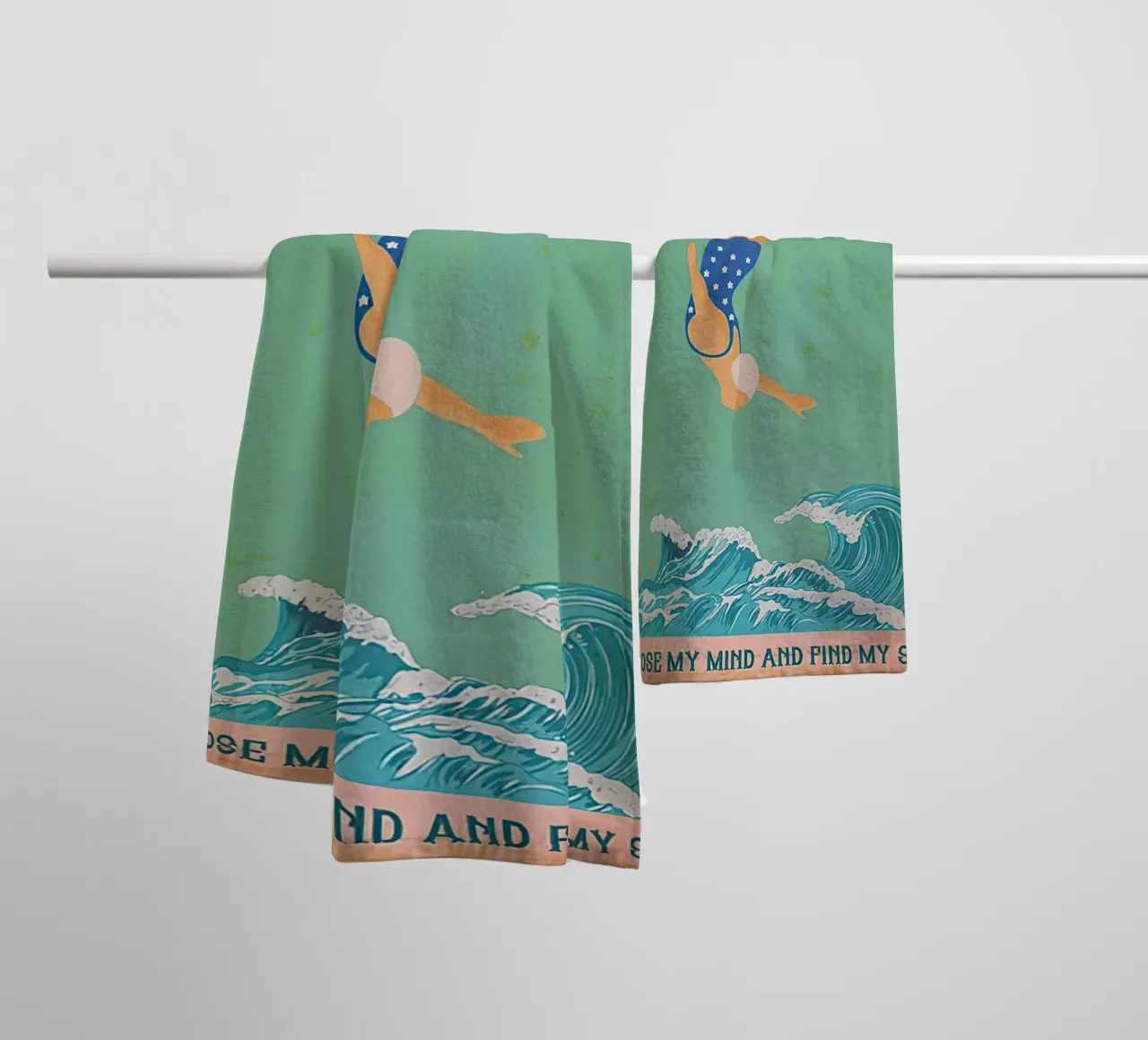 Into the Sea I Go To Lose My MInd And Find My Soul (Nel mare vado per perdere la mia anima e trovare la mia anima) asciugamano da bagno da Christopher shop