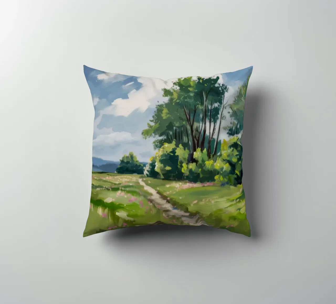 Verdant Path Vanish decorative cushion by Celestial Harmony
