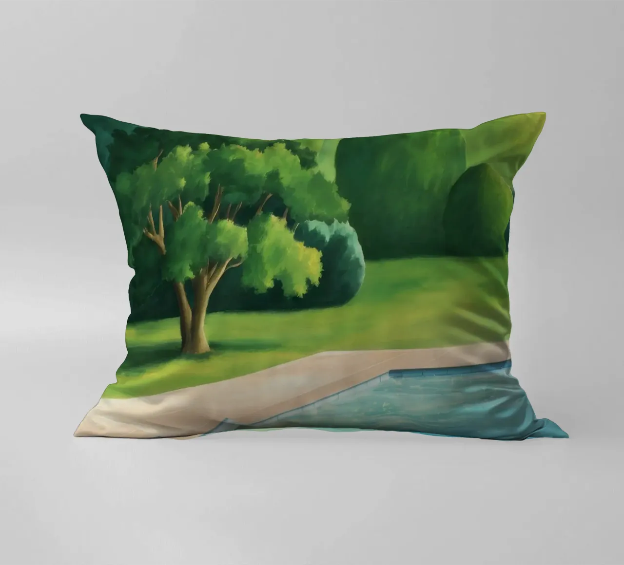 Emerald Poolside Serenity decorative cushion by Opal Strokes