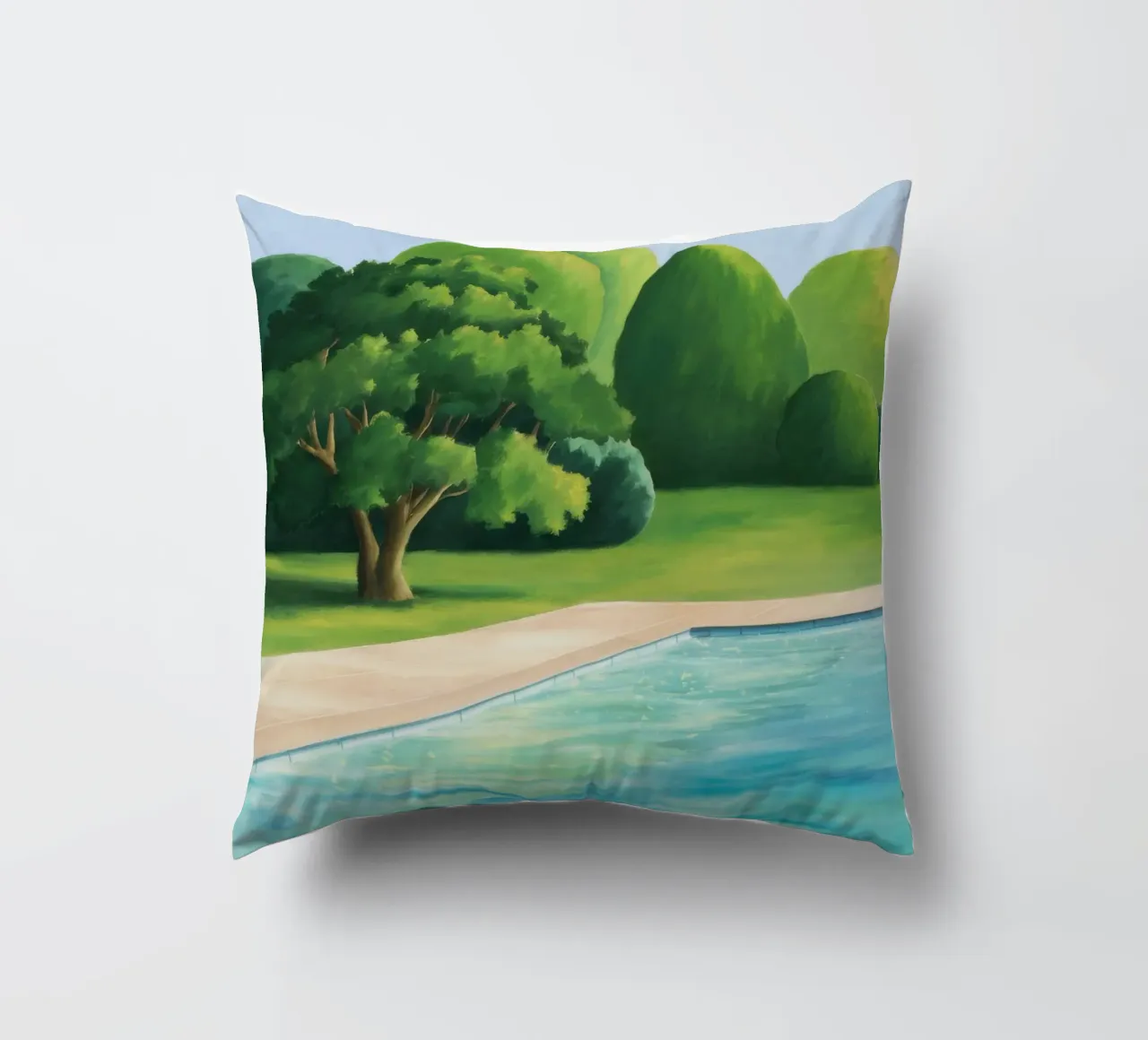 Emerald Poolside Serenity decorative cushion by Opal Strokes