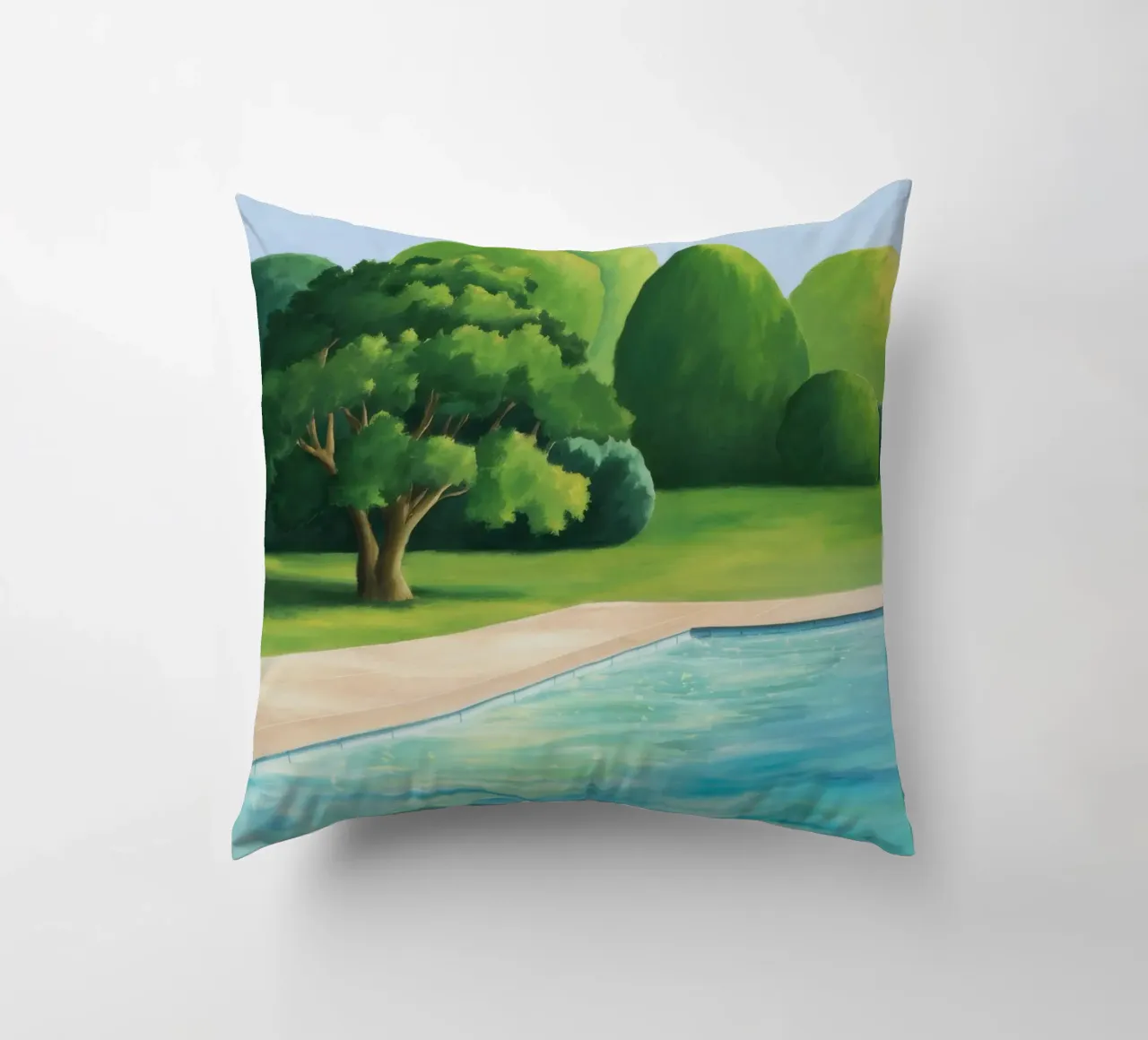 Emerald Poolside Serenity decorative cushion by Opal Strokes