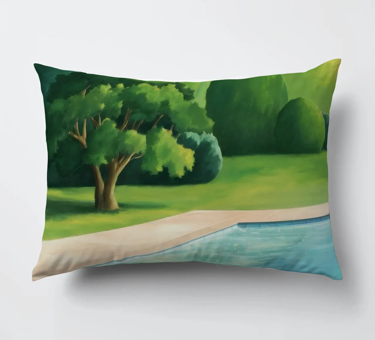 Emerald Poolside Serenity decorative cushion by Opal Strokes
