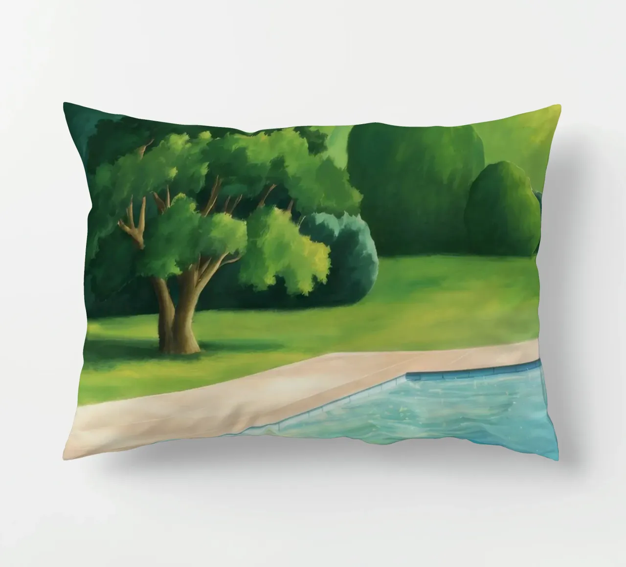 Emerald Poolside Serenity decorative cushion by Opal Strokes