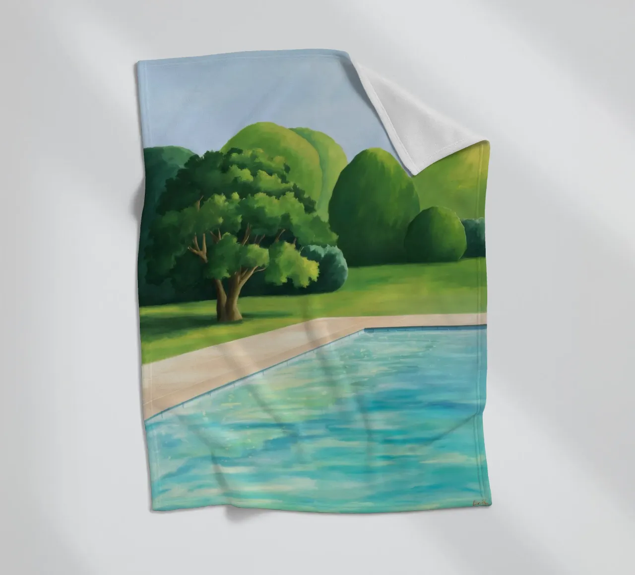 Emerald Poolside Serenity fleece blanket by Opal Strokes