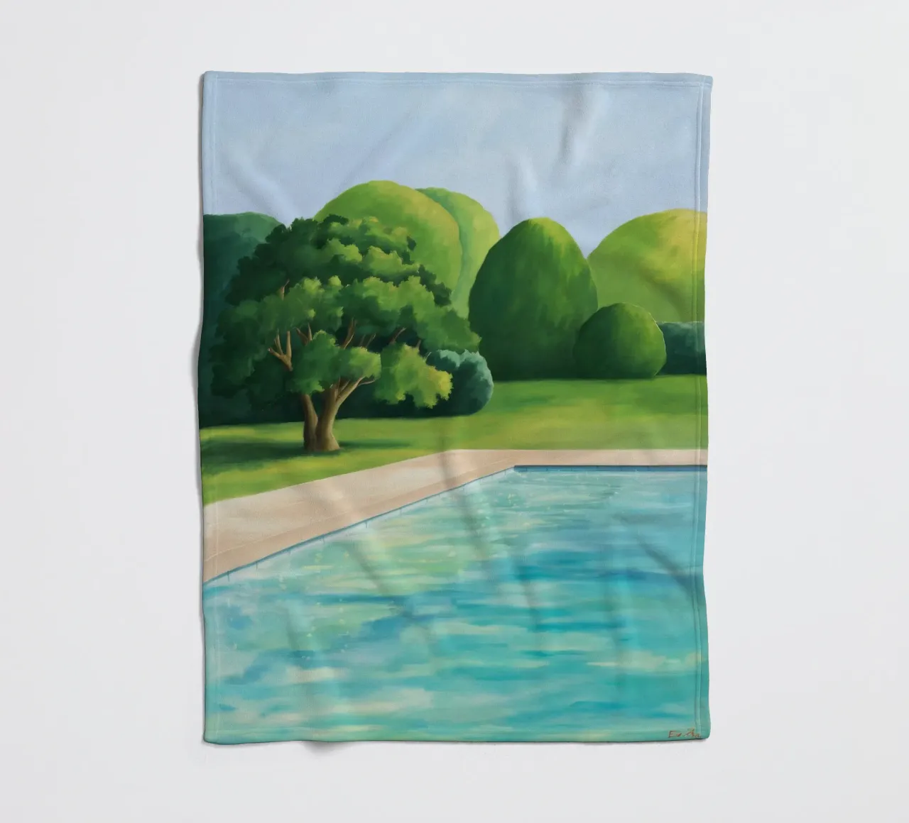 Emerald Poolside Serenity fleece blanket by Opal Strokes