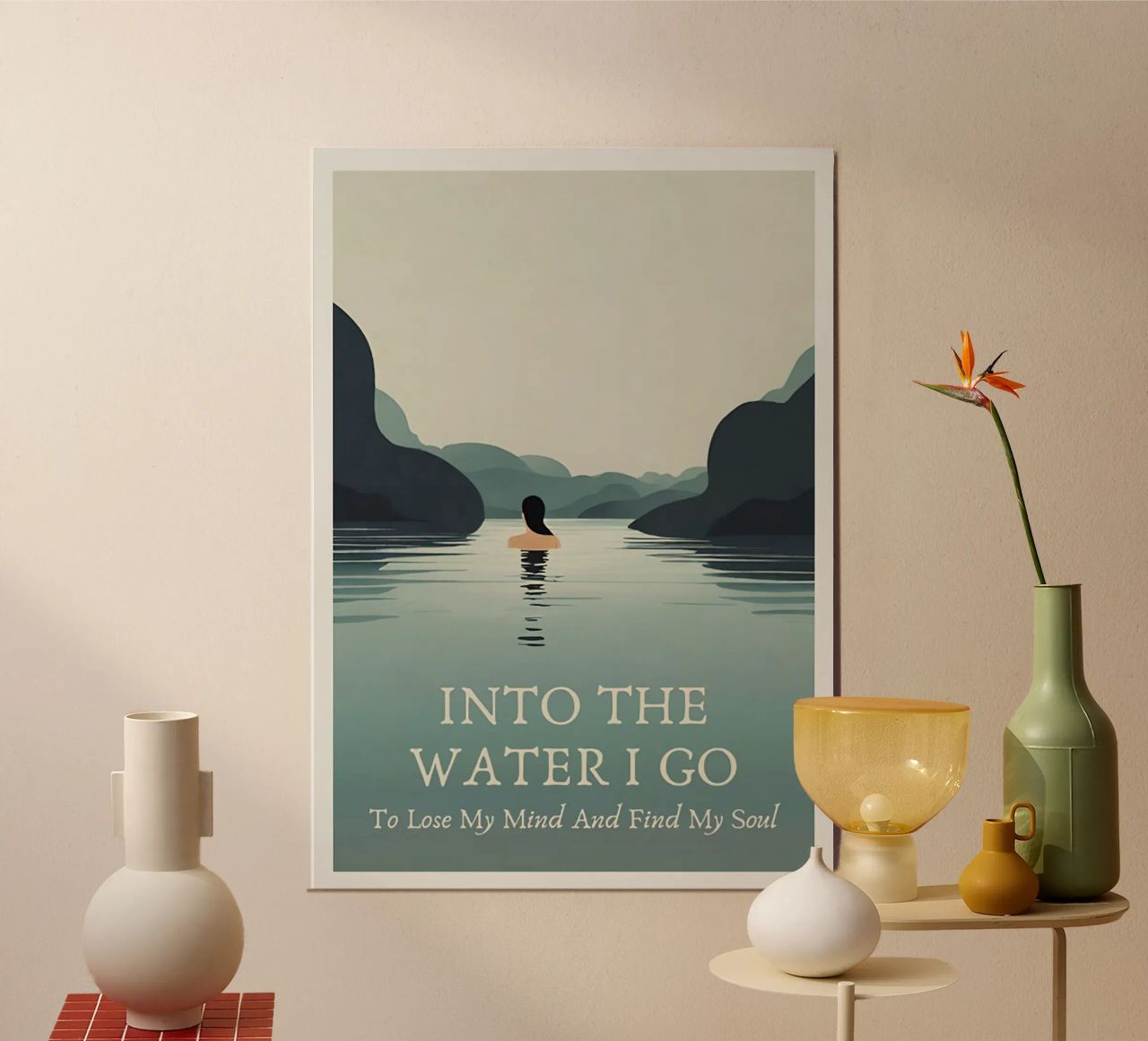 Ins Wasser gehe ich, um meinen Verstand zu verlieren meine Seele zu finden Poster von Christopher shop