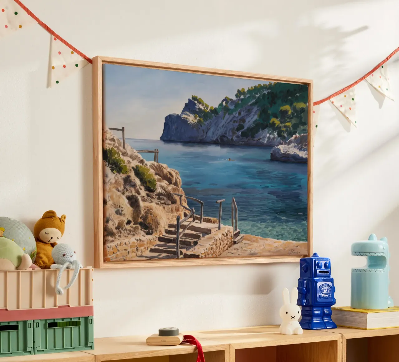 Toevluchtsoord Azure Cove canvas met Baklijst van Opal Strokes