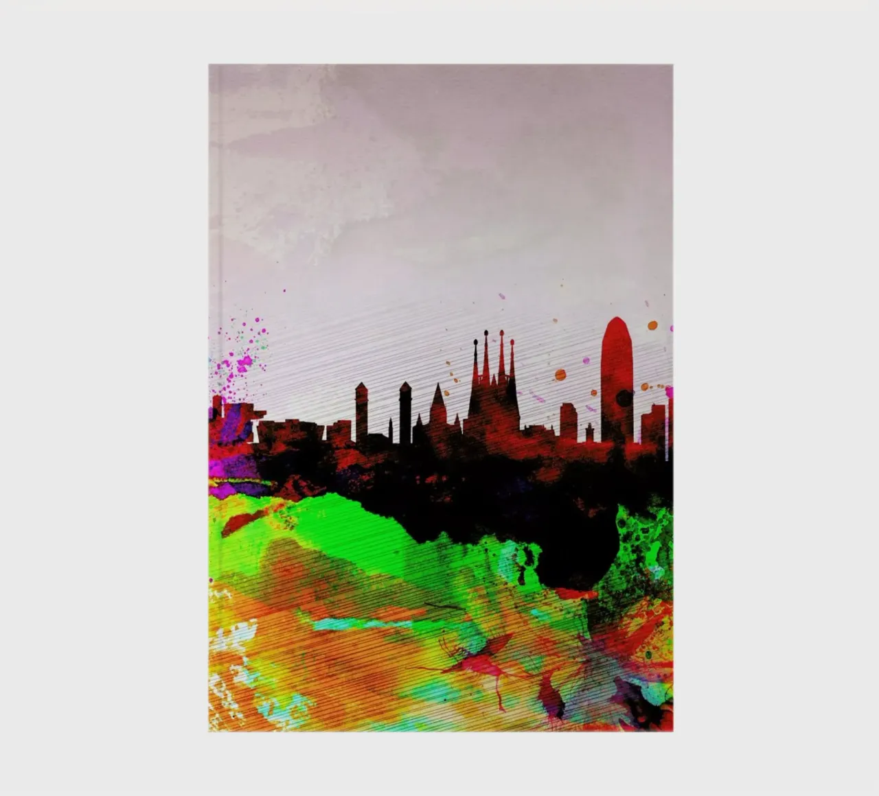 Barcelona Watercolor Skyline diario da Naxart
