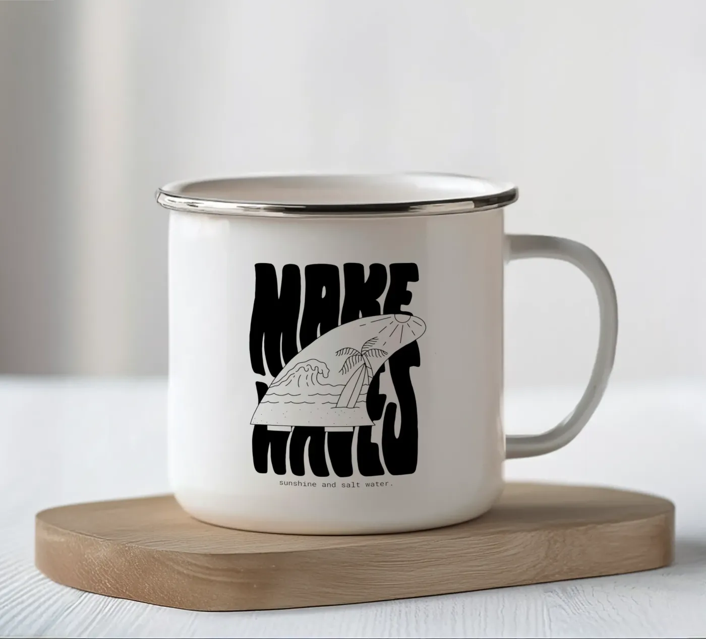 Make Waves enamel mug by byh.illustration