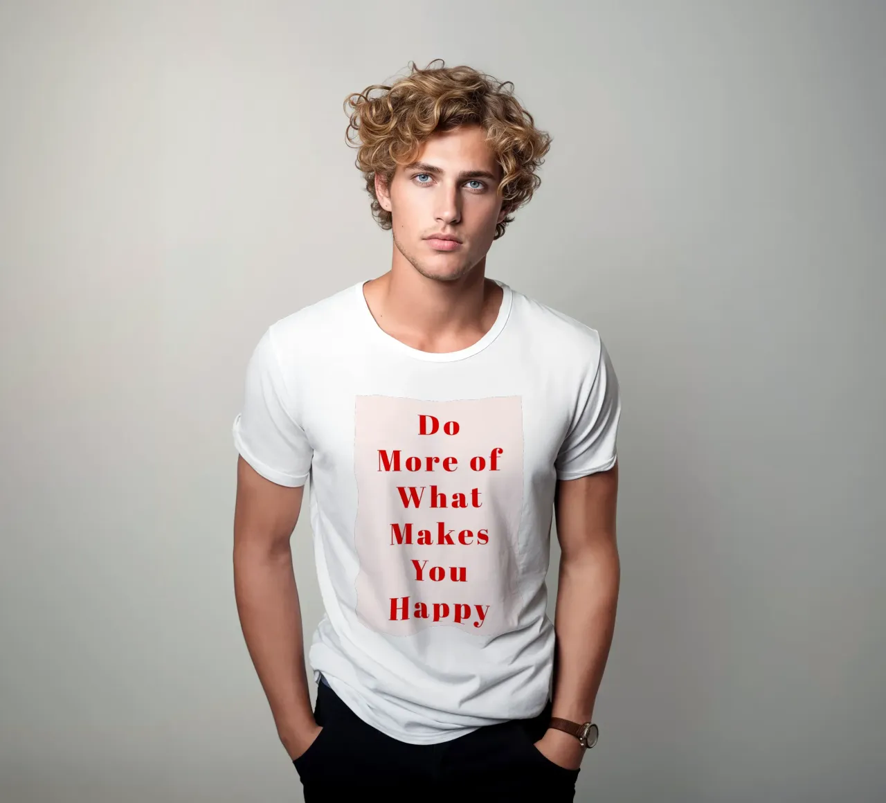 Minimalist Red Typography Print – Do More of What Makes You t-shirt by pdigitalprints