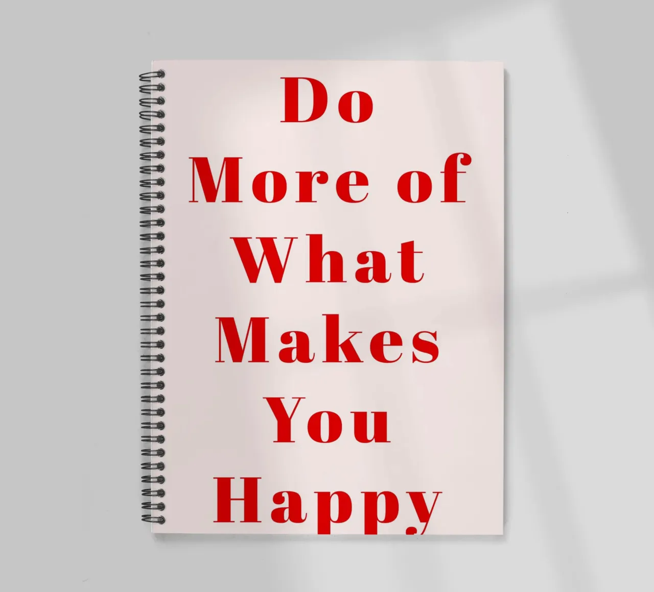 Minimalist Red Typography Print – Do More of What Makes You spiral notebook by pdigitalprints