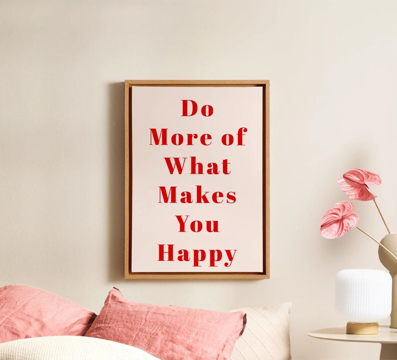 Minimalist Red Typography Print – Do More of What Makes You canvas by pdigitalprints