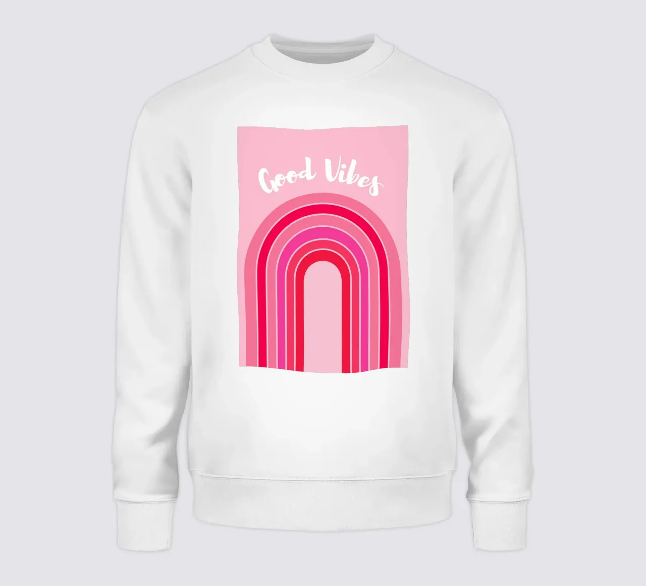 Good Vibes Rosa Grafica arcobaleno retrò con testo scritto a mano felpa da pdigitalprints