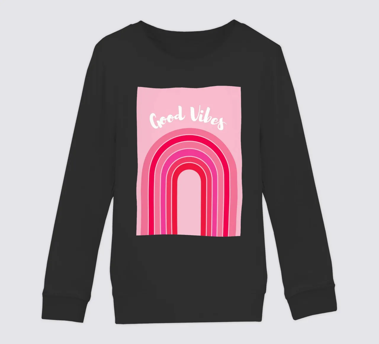 Good Vibes Rosa Grafica arcobaleno retrò con testo scritto a mano felpa bambino da pdigitalprints