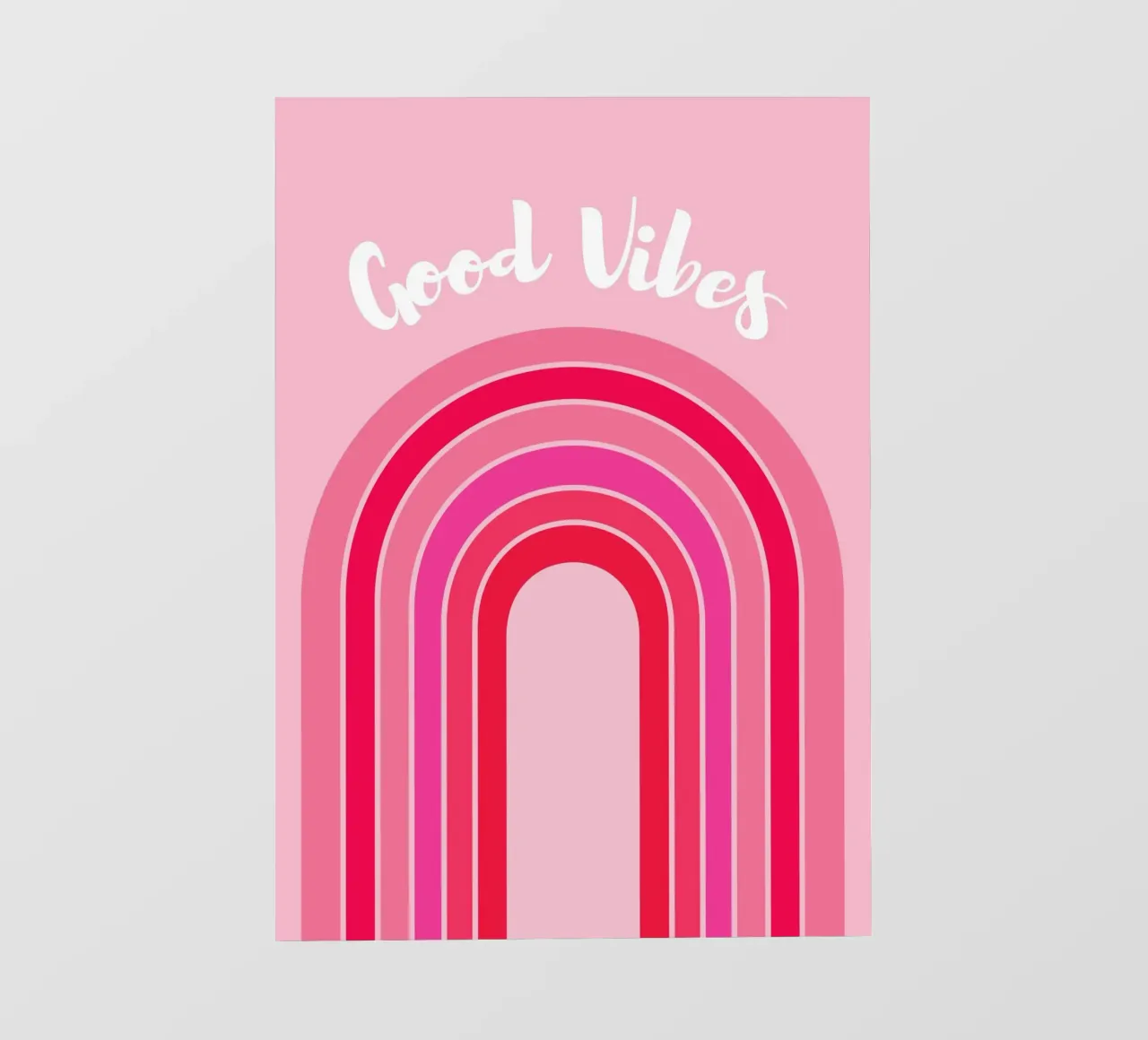 Good Vibes Rosa Retro Arco Iris Gráfico con Texto Escrito a Mano papel para pared de pdigitalprints