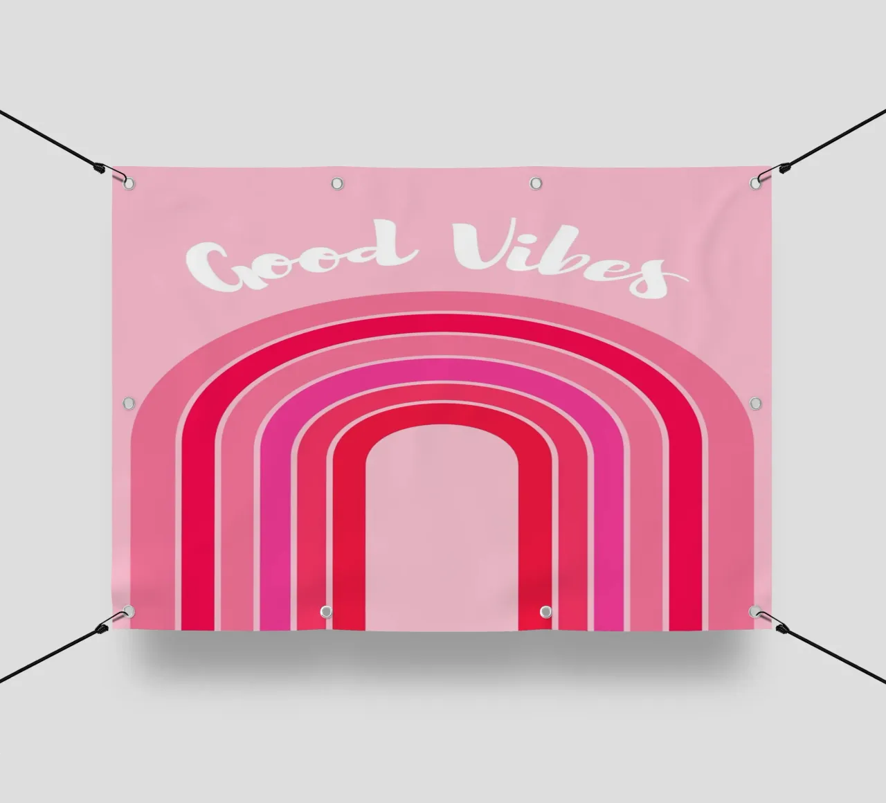 Good Vibes Rosa Grafica arcobaleno retrò con testo scritto a mano telo in pvc da pdigitalprints