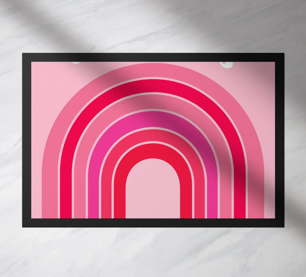 Good Vibes Rosa Grafica arcobaleno retrò con testo scritto a mano zerbino da pdigitalprints