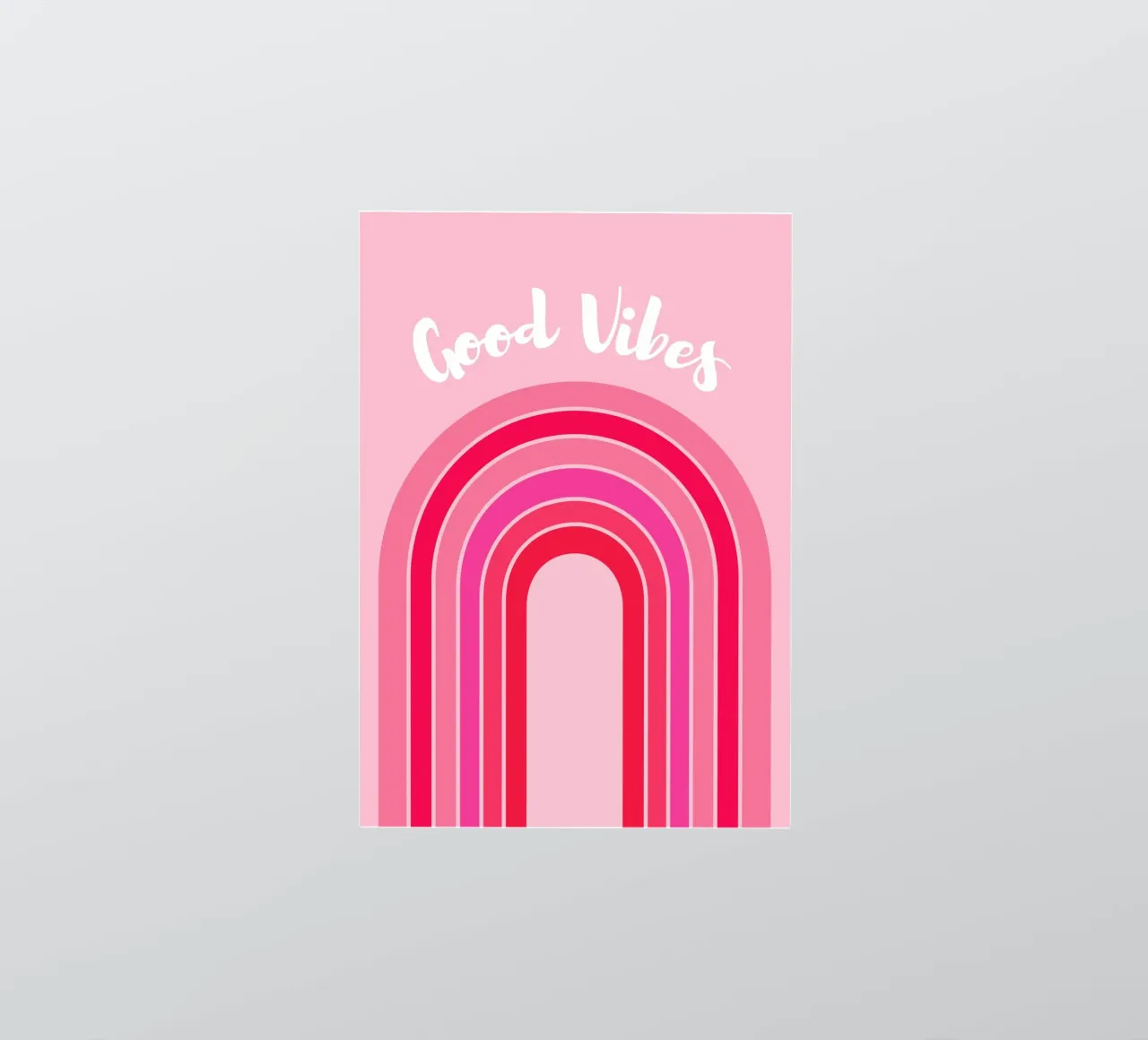 Good Vibes Rosa Retro Arco Iris Gráfico con Texto Escrito a Mano pegatina de pdigitalprints