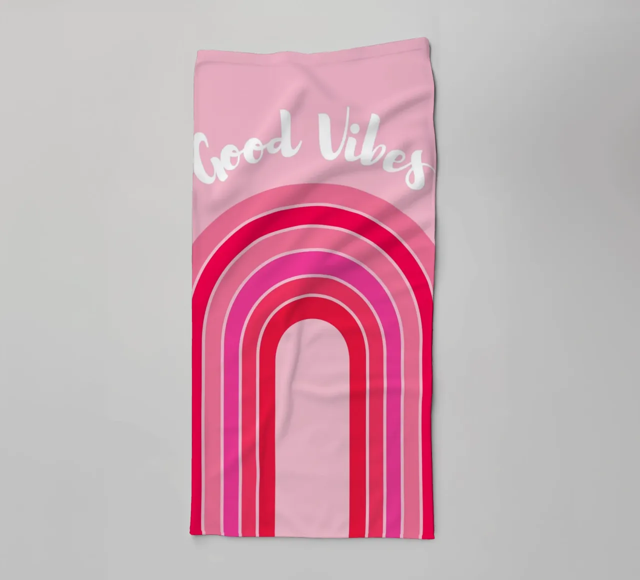 Good Vibes Rosa Grafica arcobaleno retrò con testo scritto a mano asciugamano da bagno da pdigitalprints