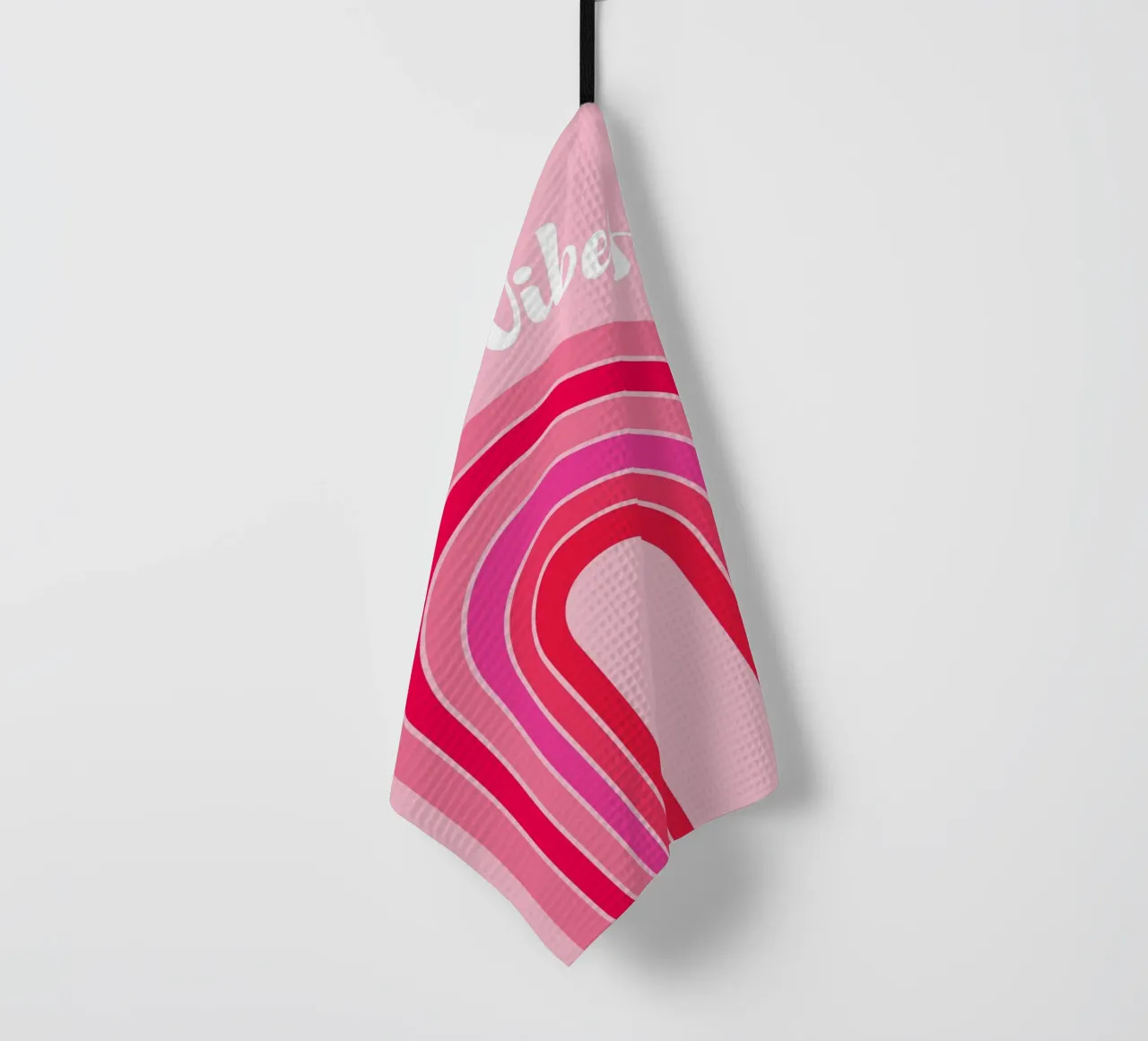 Good Vibes Rosa Grafica arcobaleno retrò con testo scritto a mano canovaccio da cucina da pdigitalprints