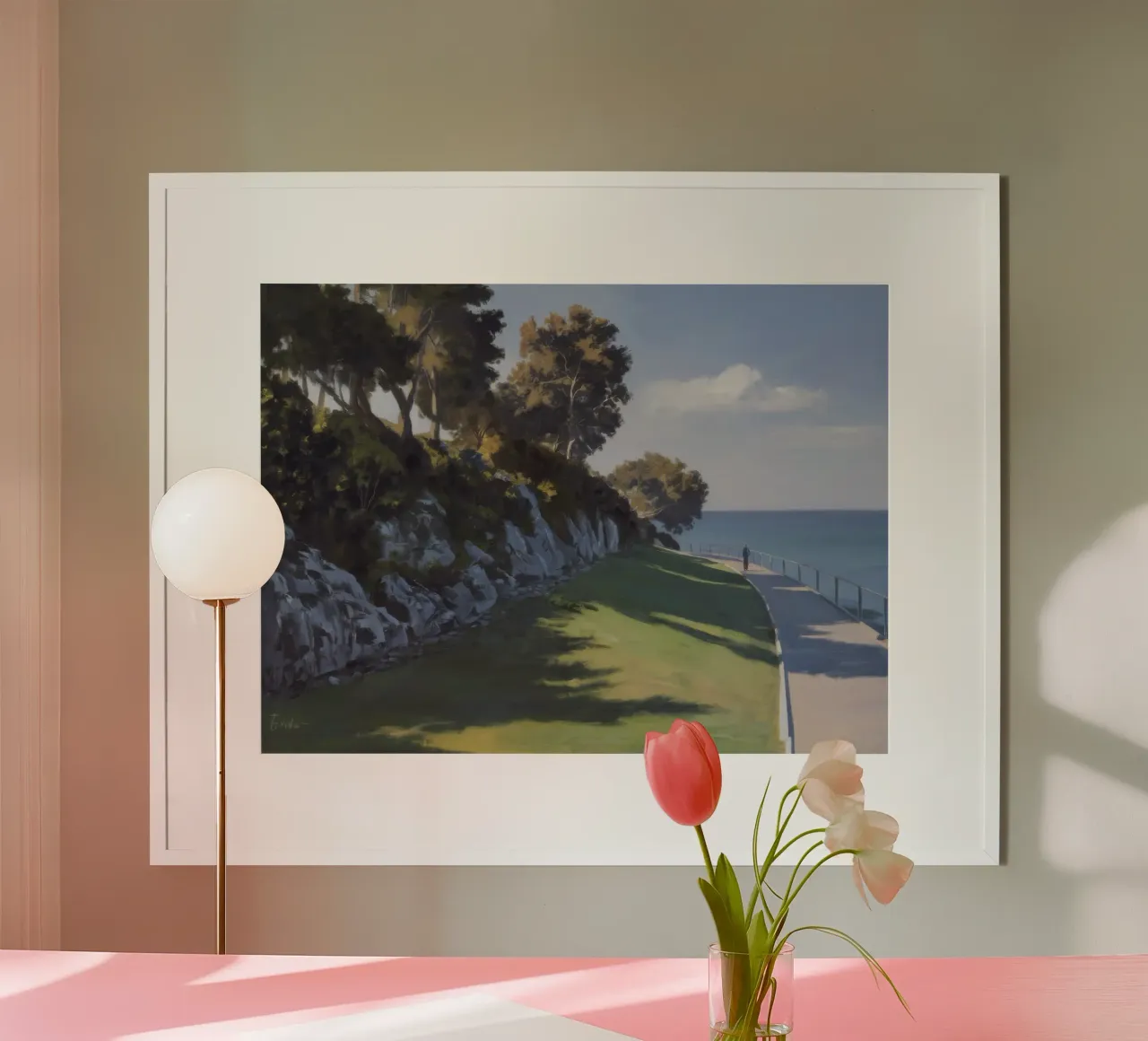 Costa Calma Verdeggiante poster con telaio in legno da Opal Strokes