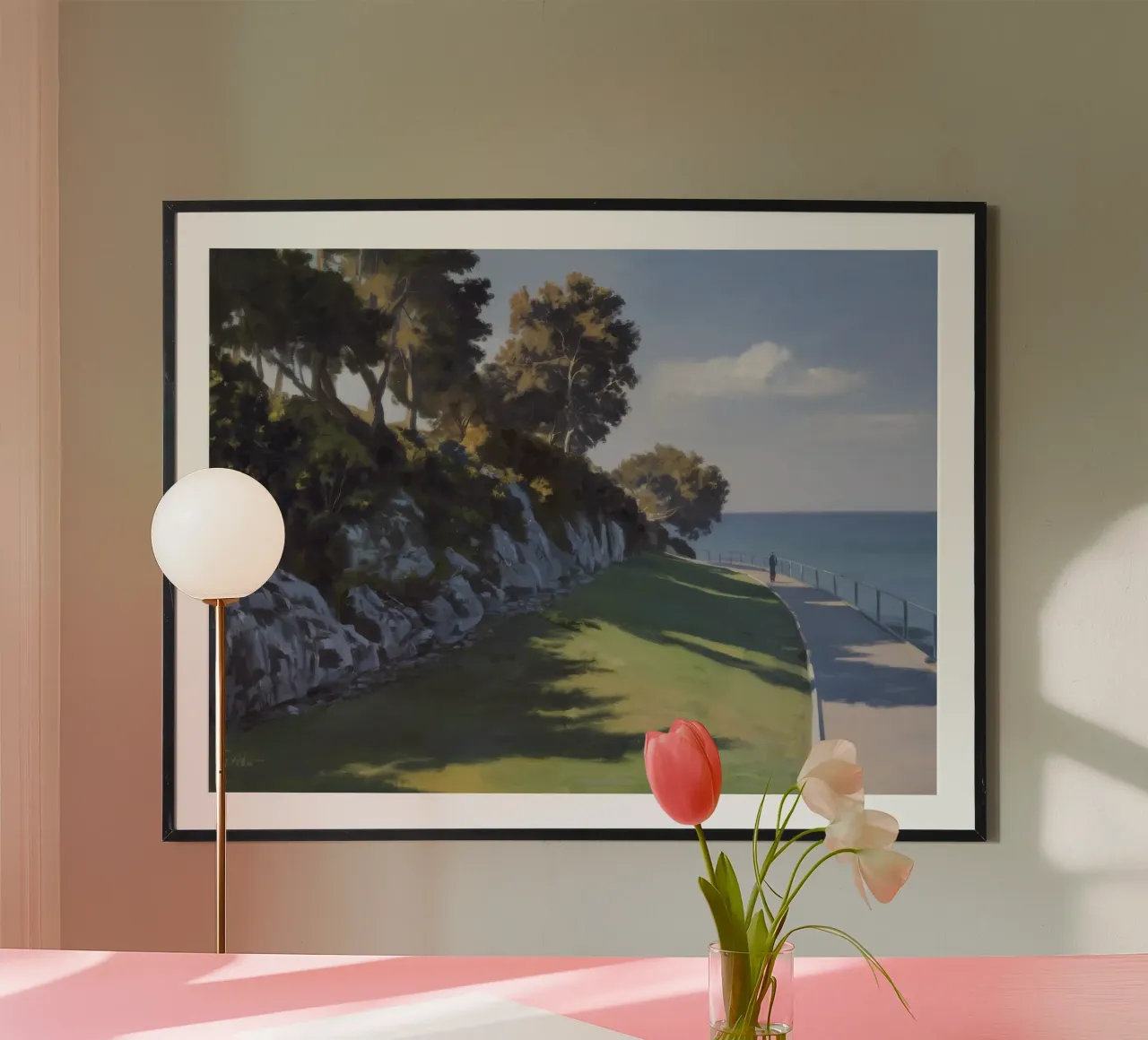 Costa Calma Verdeggiante poster con telaio in legno da Opal Strokes